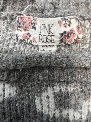 PINK ROSE Grey & White Leopard Print Cropped Crew Neck Pullover Sweater XS - Picture 9 of 9