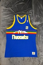 ALEX ENGLISH Sand Knit Denver Nuggets Rainbow Jersey XL NBA Mutombo Vintage 80's