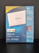 Avery Easy Peel Mailing Address Labels Inkjet 1 x 2 5/8 White 3000 Box 8460