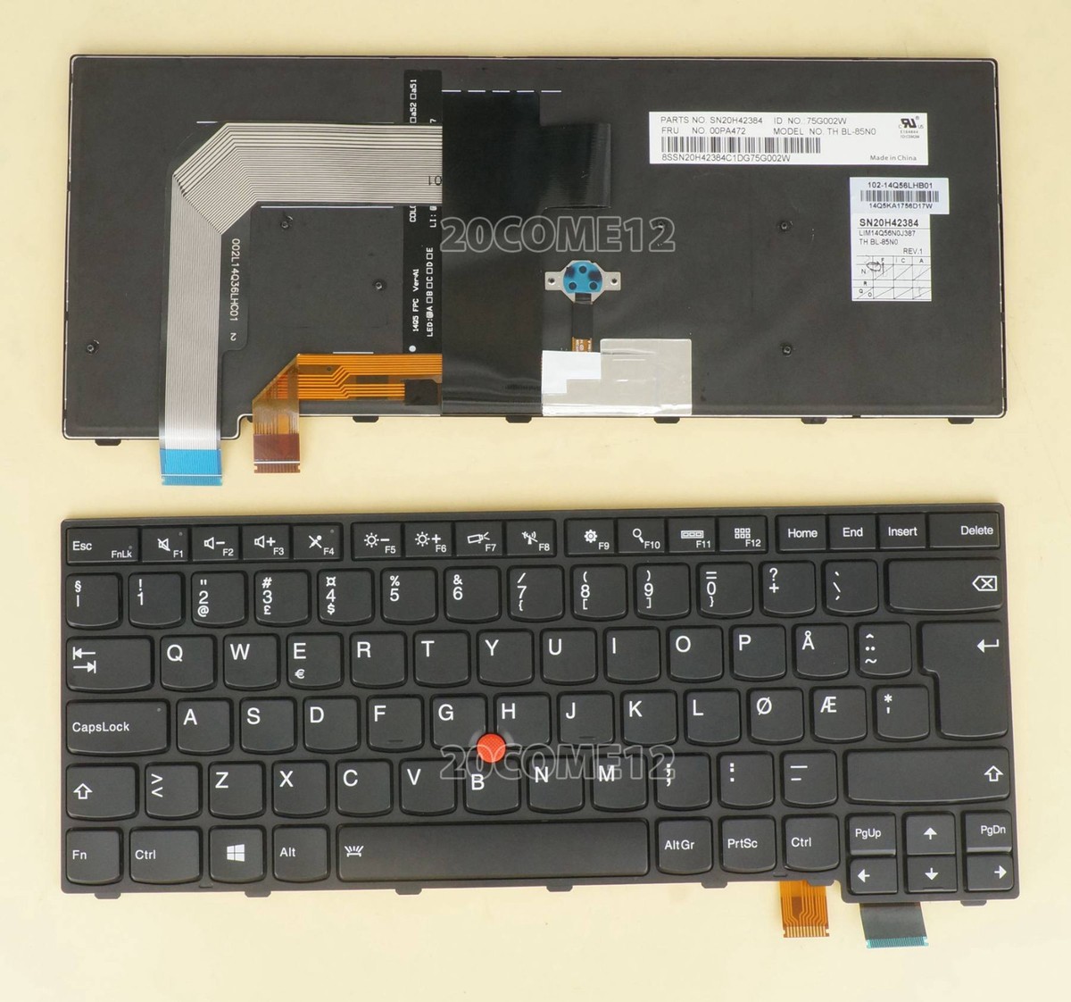 NEW for Lenovo Thinkpad T460S T470S keyboard backlit Norwegian