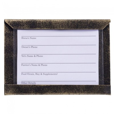 Tough 1 hammered metal finish bronze/black stall card holder horse tack equine