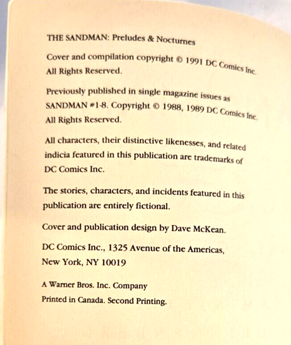 The Sandman by Neil Gaiman Preludes and Nocturnes - First Printing 1991 DC Comic - Picture 2 of 6