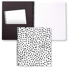 Steel Mill  Co Cute Large Spiral Notebook College Ruled, 11" x 9.5" Black Dots
