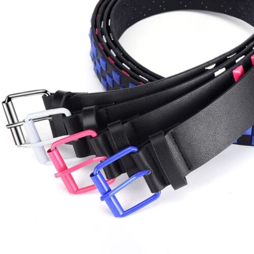 Rivet PU Leather Belt Wide Side Ins Jeans Decoration Punk Waist Belt Outdoor - Picture 9 of 16