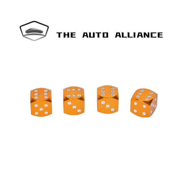 4pcs Gold Metal Dice Wheel Valve Stem Tire Cap Trims For Car Truck Dust Cover - Image 4 of 4