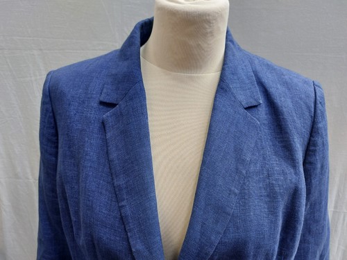Hobbs Blue 100% Linen Jacket, Women's Formal Smart Work Blazer- Size 14 - Picture 2 of 13