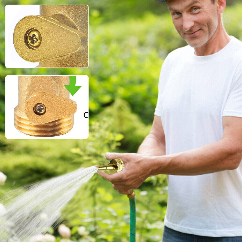 2PCS Brass High Pressure Hose Jet Nozzle Hose Shut off Valve 3/4 Inch Connectors