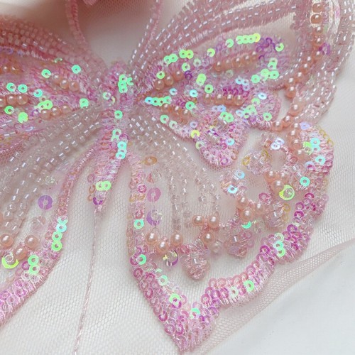 1X Butterfly Embroidered Lace Applique Beaded Sequin Patch Accessories for Dress - Picture 8 of 19