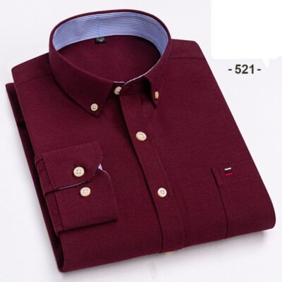 Mens Oxford Shirts Formal Business Long Sleeves Cotton Casual Dress Shirts Tops