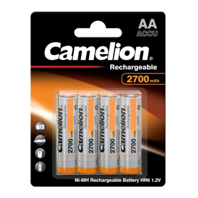 4 x Akku 1,2V 2700mAh Mignon AA HR6 NiMH mit Aufbewahrungsbox von Camelion