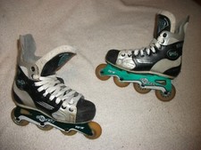 BAUER VAPOR INLINE ROLLER HOCKEY SKATES SIZE 3 D SKATE NICE SHAPE ROLLER BLADES