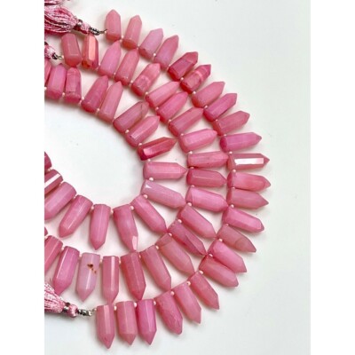 Natural Pink Opal Fancy Bullet Shape Faceted Gemstone Beads