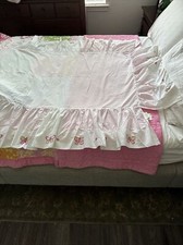 Pottery Barn Kids Baby Embroidered Crib Bed Skirt Butterfly And Flower Pattern