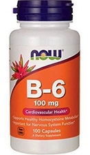 NOW VITAMIN B6 100 mg 100 Capsules- FRESH PHARMACY STOCK --