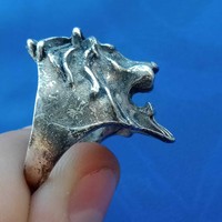UNUSUAL ANCIENT ROMAN SILVER RING LION HEAD RING RARE ARTIFACT AUTHENTIC