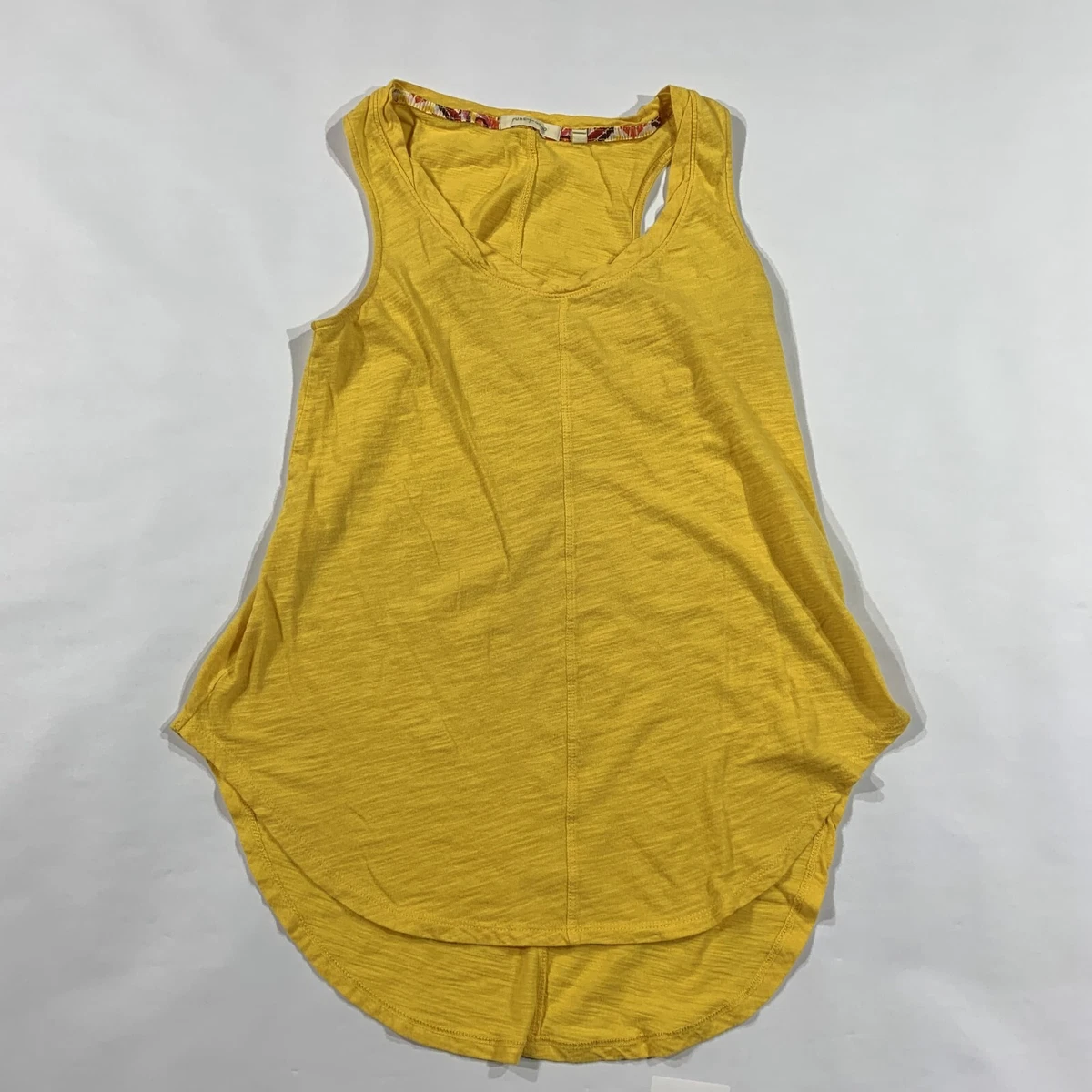 PURE GOOD Blouse Women XS Yellow Tank Top Shirt Lightweight Tunic Round Hem  Tail | eBay
