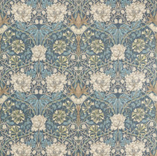 Morris & Co Floral Botanical Print Fabric- Honeysuckle & Tulip Woad Thyme 2.5 yd