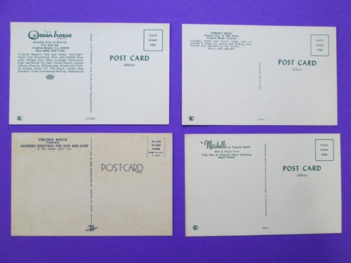 VIRGINIA BEACH VA (4) Vtg. Postcards OCEAN HOUSE/ Farrar's/ MARSHALLS/ Beach - Picture 2 of 2