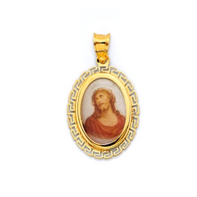Small Tiny 14k Gold Religious Jesus Picture Pendant Charm For