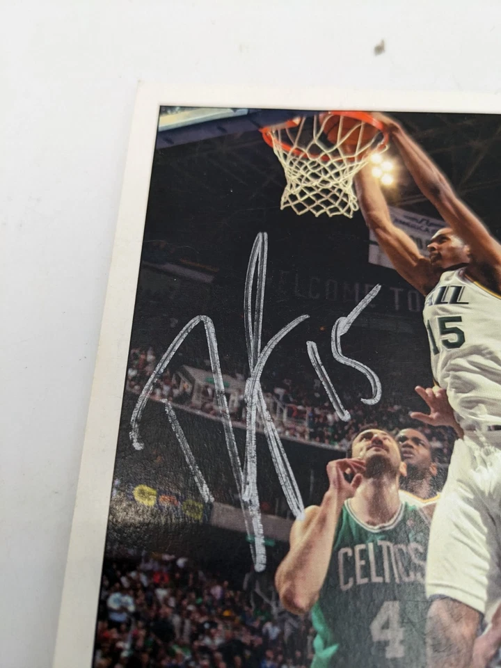 Lote de 2 tarjetas fotográficas autografiadas de Derrick Favors #15 Utah Jazz 4,5"x6,25" Foto 3 de 4