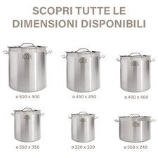 Pentola In Acciaio Inox 50 Litri Con Cestello Filtro E Coperchio | Grande Pentolone Per Cucine Professionali E Feste
