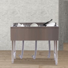 Three 3 Compartment Stainless Steel Commercial Kitchen Bar Sink