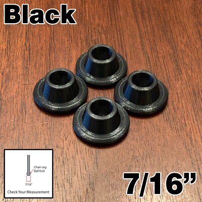 Replacement Chair Glides x4 - 7/16  Black - Eames Eiffel Base Furniture Feet