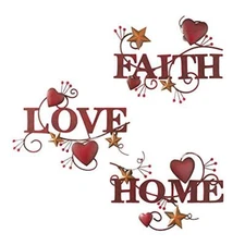 Collections Red Home, Love and Faith Metal Wall Art - Set of 3