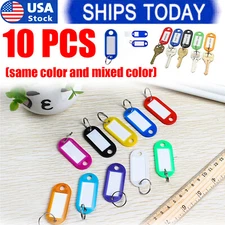 10 Pcs Plastic Tags Key Split Ring Id Label Name Luggage Car Tags Baggage Chains