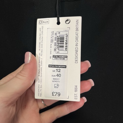 Jaeger Ladies Size 12 Black Smart Straight Leg Pleated Trousers BNWT £79 Pockets - Picture 9 of 16