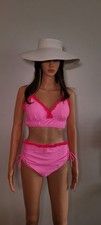NEW Women Splice Ruffle Bikini Set High Waisted Tie Side Swimsuit V Neck