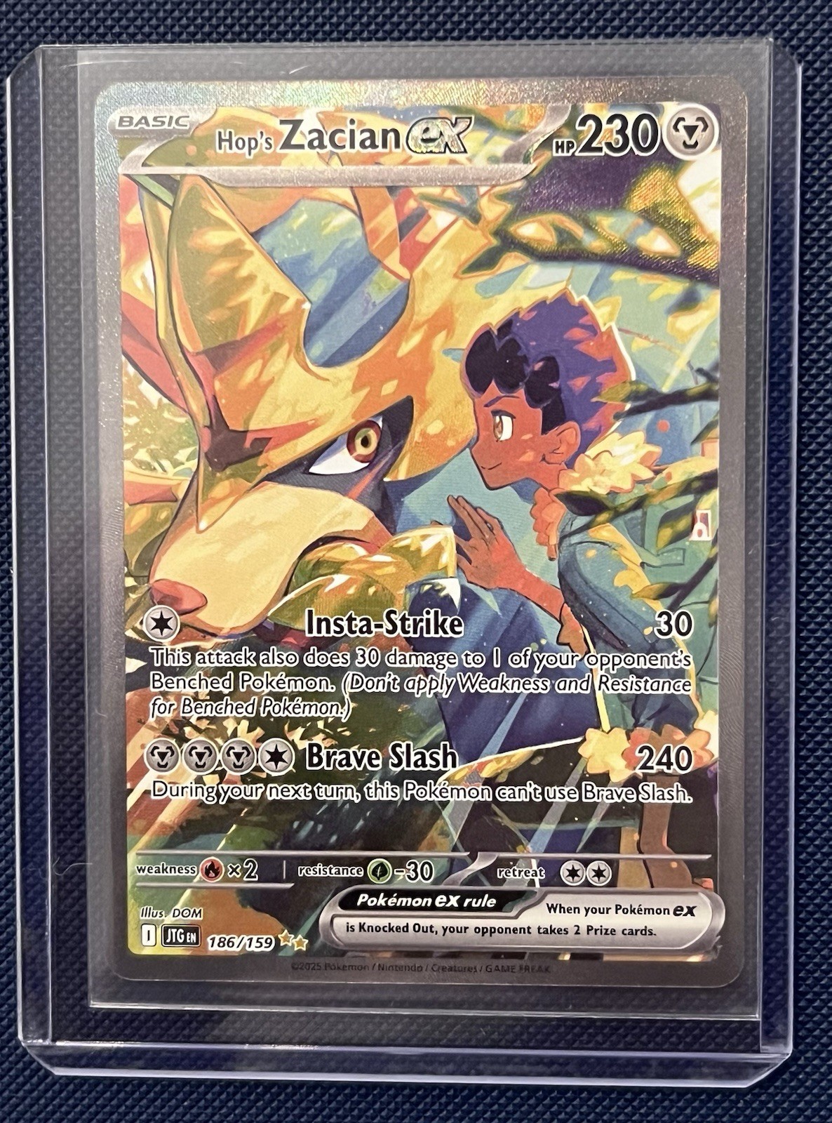 Pokémon TCG Hop's Zacian EX Card 186/159 Journey Together Sir Mint