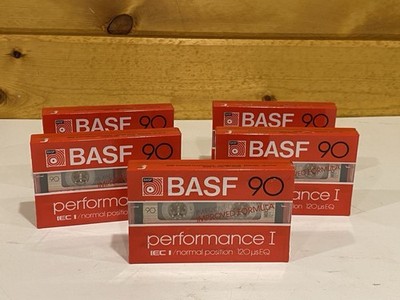 BASF 90 Performance 1 Normal Position - New Sealed Blank Cassette Tapes Lot Of 5