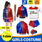 Halloween Harley Quinn Kids Jacket Shorts Costume Outfit Cosplay Party Baseball