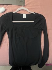 Black Victoria's Secret PINK long sleeve bodysuit with square neckline