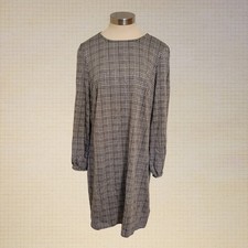 Modern Plaid Stretch Dress Chaps Size 16 Long Sleeve Ruffle Cuffs Zipper Back