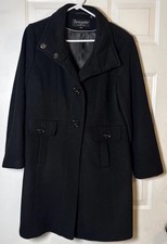 Forecaster of Boston Wool Coat Womens 10 Black Lambswool Car Coat Button Front