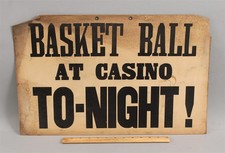 Antique 19thC Harlem Black Basketball Manhattan Casino, James Naismith Signature