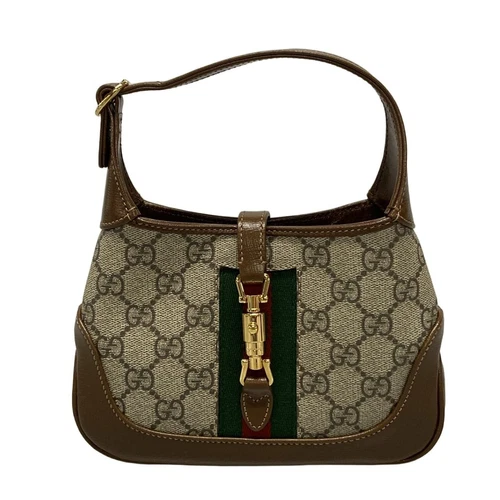 Auth GUCCI Jackie 1961 Mini Sac 637092 Beige Marron Ébène CG Supreme Cuir