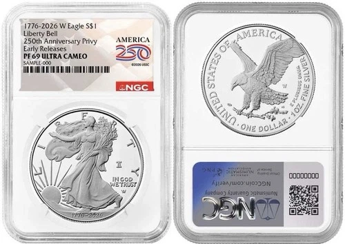 2026-W Proof $1 American Silver Eagle NGC  Flag Label - Early Release