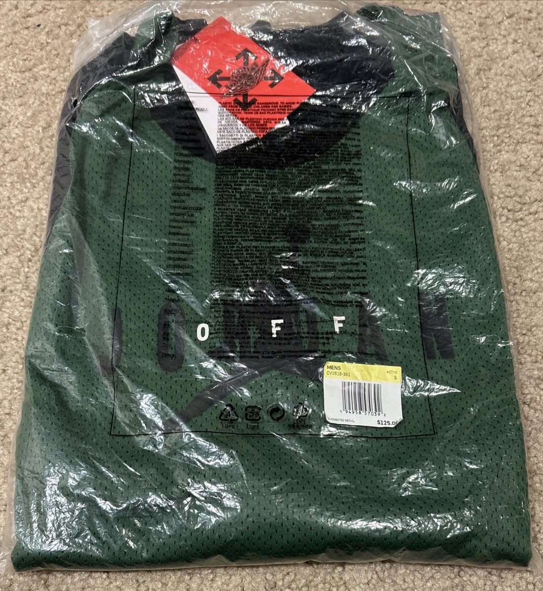 OFF-WHITE x Nike Air Jordan Jersey SS Top Forest Green Men's Size