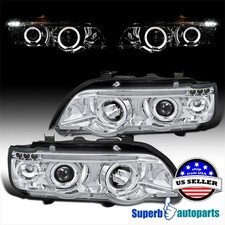 Fits 2001-2003 Bmw X5 Dual Halo Projector Headlights Led Lamps Replacement