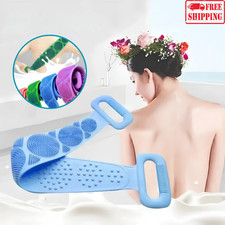 Silicone Back Scrubber Belt Body Bath Brush Exfoliating Shower Massage Unisex