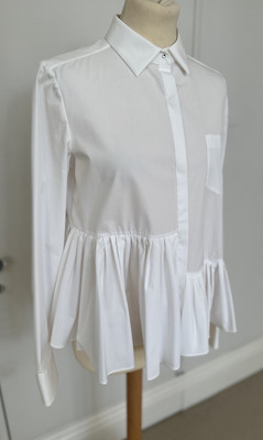 Viktor @ Rolf weiße Baumwollbluse mit Schößchen Größe UK 12 NEU mit Etikett