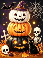 Halloween Diamond Art Kits for Adults, Pumpkin Diamond Painting 12x16in 5D ...