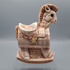 Vintage Treasure Craft Rocking Horse Piggy Bank Ceramic Made In USA With Stopper