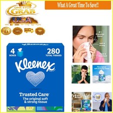 Trusted Care 4 Pack Facial Tissues 2-Ply White 280 Tissues Style Varies