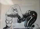 Original Signed Scott Dalrymple Naughty Black Cat And Spiderman Inked Comm 9X12 — photo 1