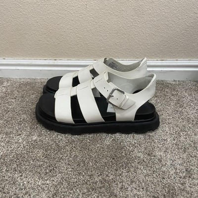 UGG CAPITELLE STRAP PLATFORM SANDALS JASMINE OFF-WHITE LEATHER Size 8.5
