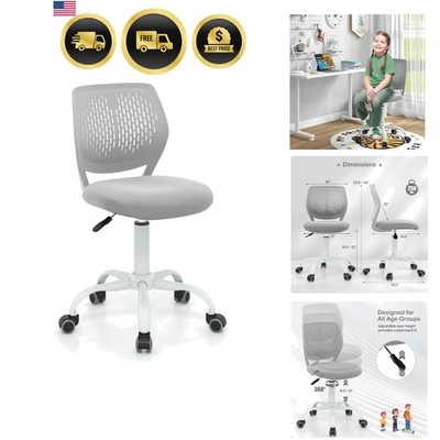 Kids Desk Chair, Adjustable Children Study Chair, Swivel Armless Mesh Task Of...